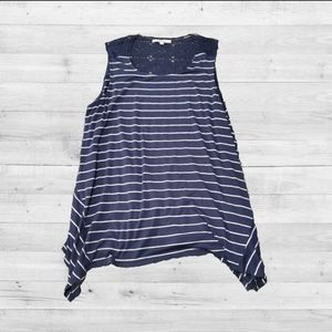 Ellen Tracy -Sleeveless blue/white tunic - XL